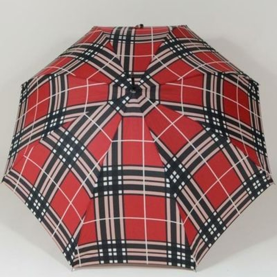 Parapluie Droit Happy Rain | Parapluie A Carreaux Style Anglais