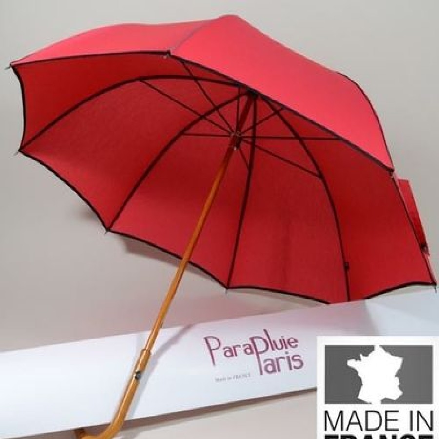 Parapluie Droit ParapluieParis | Parapluie Haut De Gamme L'Eternel Rouge