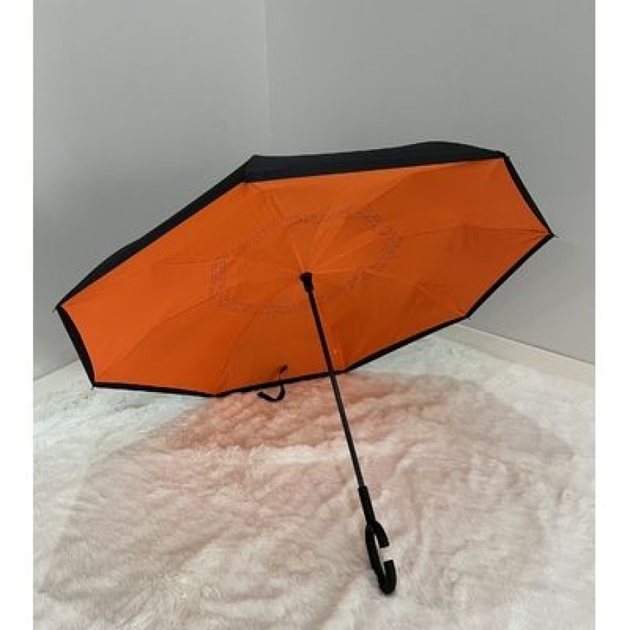 Parapluie Droit CaptainParapluie | Parapluie A Ouverture Inversee Orange