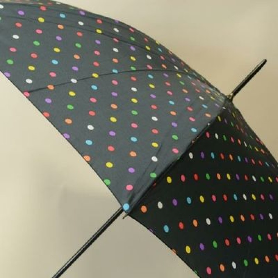 Parapluie Droit CaptainParapluie | Parapluie Noir A Pois Colores