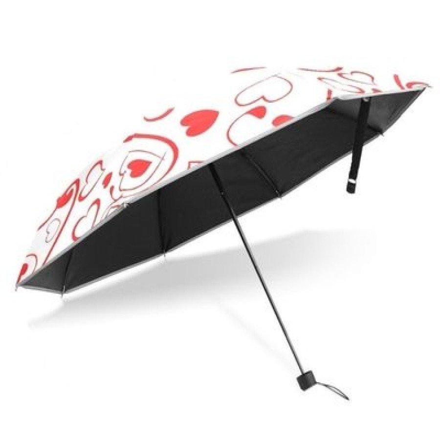 Parapluie Pliant CaptainParapluie | Parapluie Tout Automatique Blanc A Coeurs Rouges