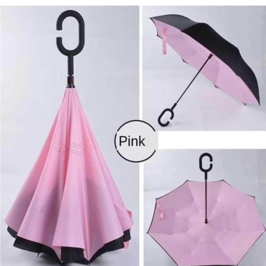 Parapluie Droit CaptainParapluie | Parapluie Fermeture Inversee Rose