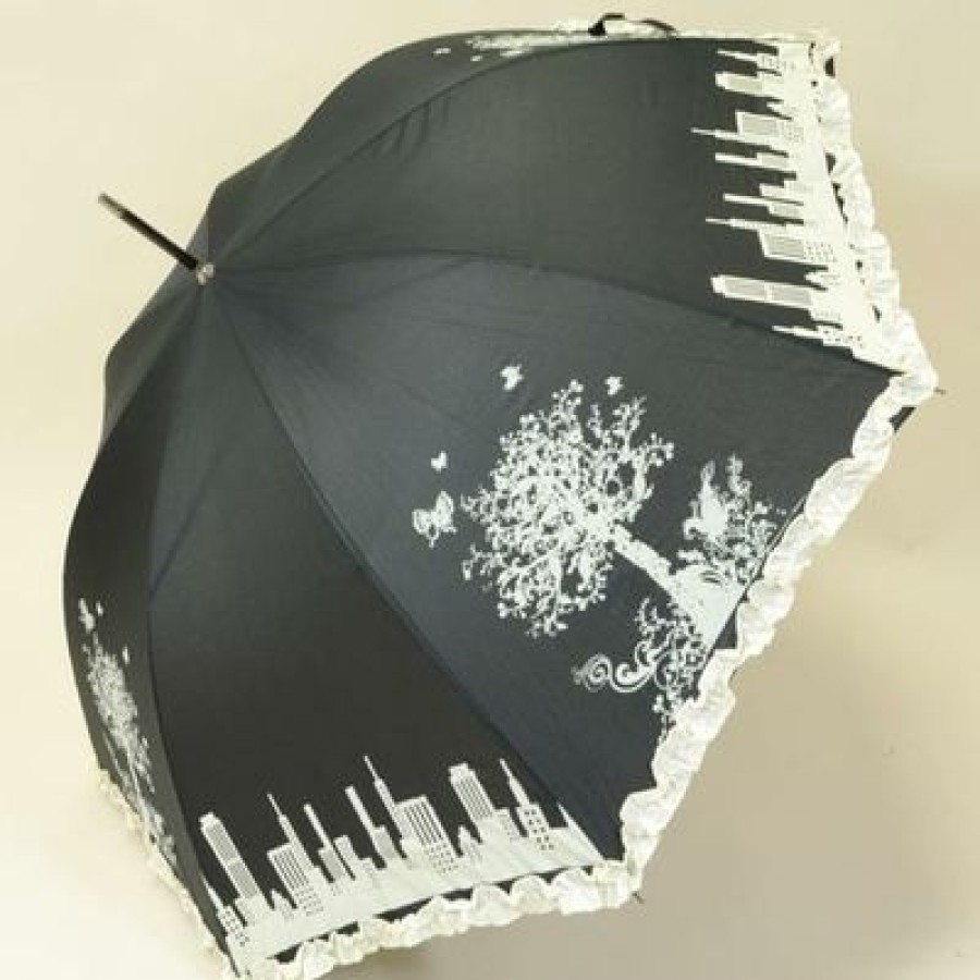 Parapluie Droit CaptainParapluie | Parapluie Femme Avec Imprime Noir Et Blanc