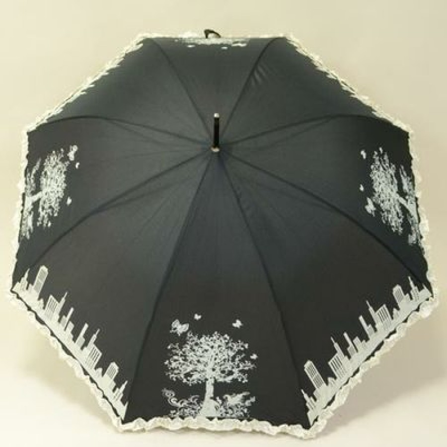 Parapluie Droit CaptainParapluie | Parapluie Femme Avec Imprime Noir Et Blanc