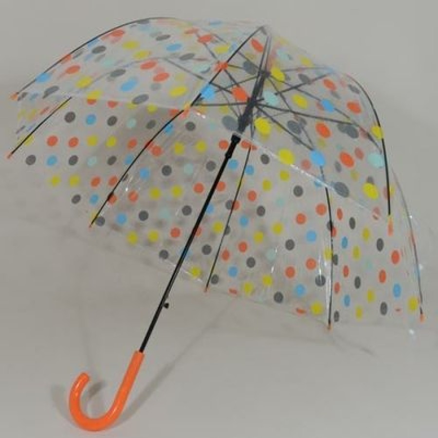 Parapluie Transparent Susino | Parapluie Transparent Pas Cher Orange Dots