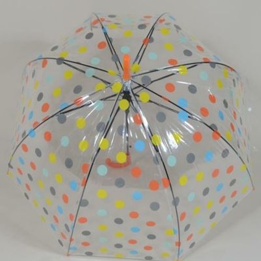 Parapluie Transparent Susino | Parapluie Transparent Pas Cher Orange Dots