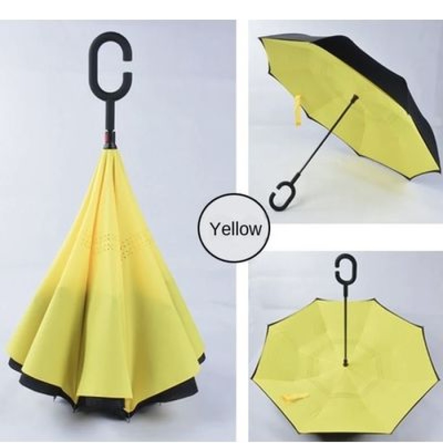 Parapluie Droit CaptainParapluie | Parapluie Double Toile Noire Et Jaune