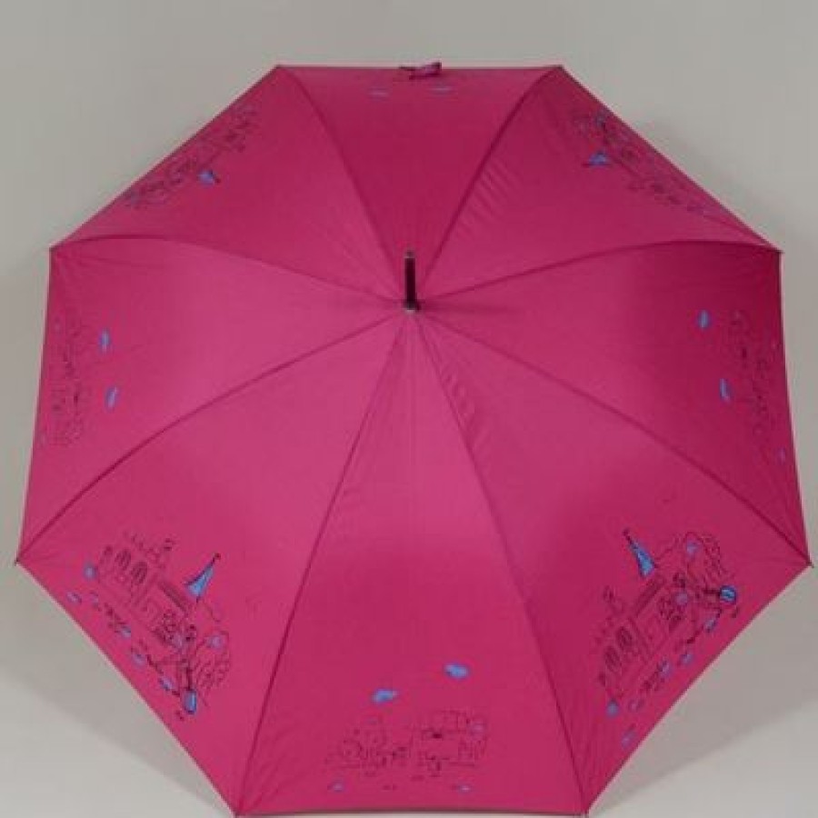 Parapluie Droit CaptainParapluie | Parapluie Pour Femme L'Esquisse Fuschia