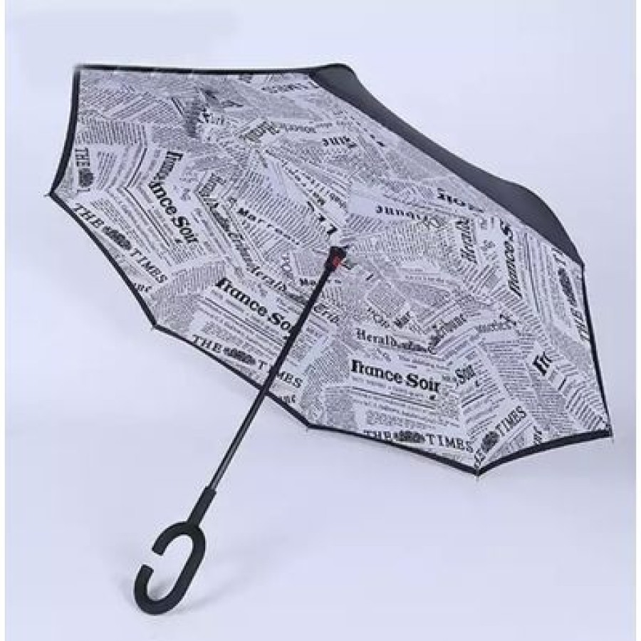 Parapluie Droit CaptainParapluie | Parapluie Inverse Imprime Journal