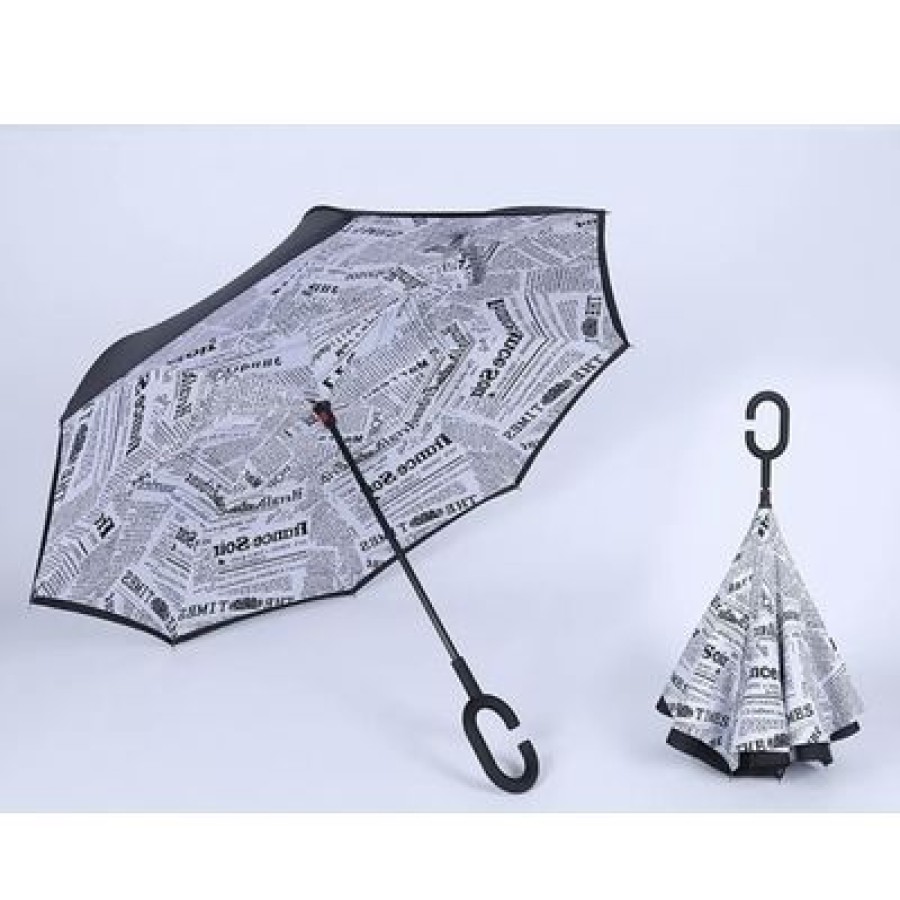 Parapluie Droit CaptainParapluie | Parapluie Inverse Imprime Journal