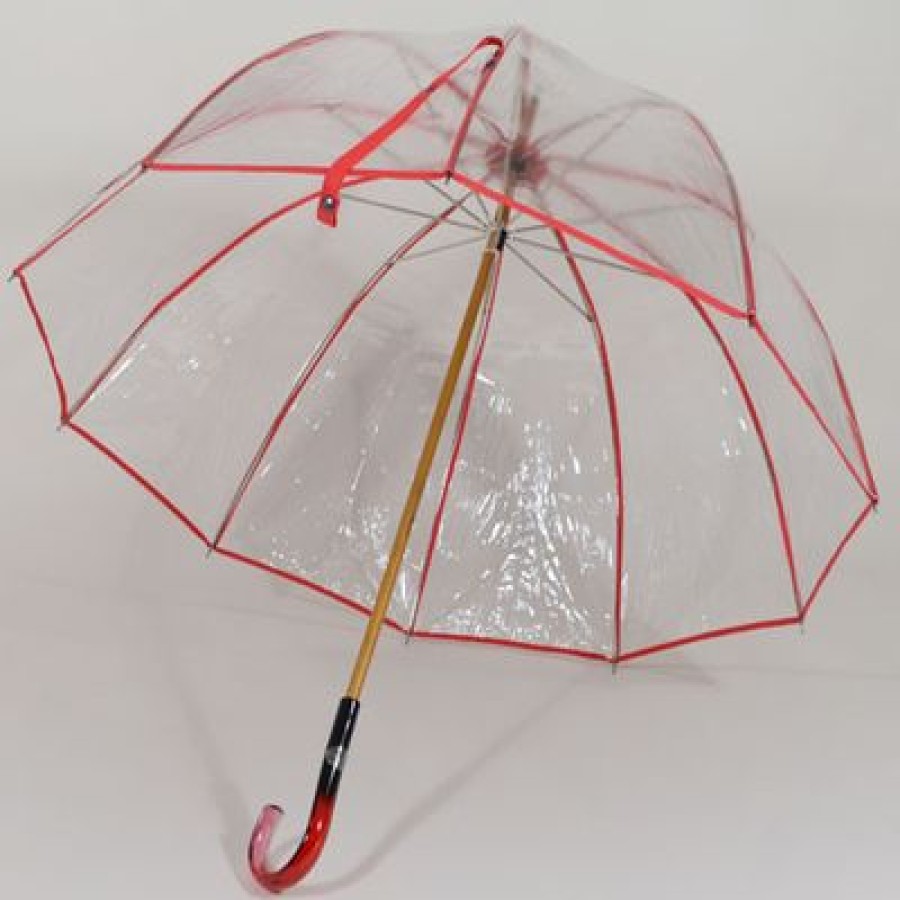 Parapluie Transparent ParapluieParis | Parapluie De Mariee L'Invisible Rouge