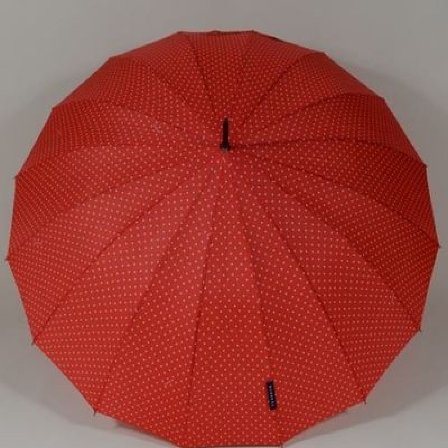 Parapluie Droit Bisetti | Parapluie Anti-Vent Rouge A 16 Baleines