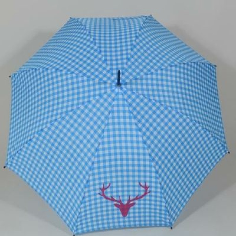 Parapluie Droit Doppler | Parapluie Imprime Vichy Bleu