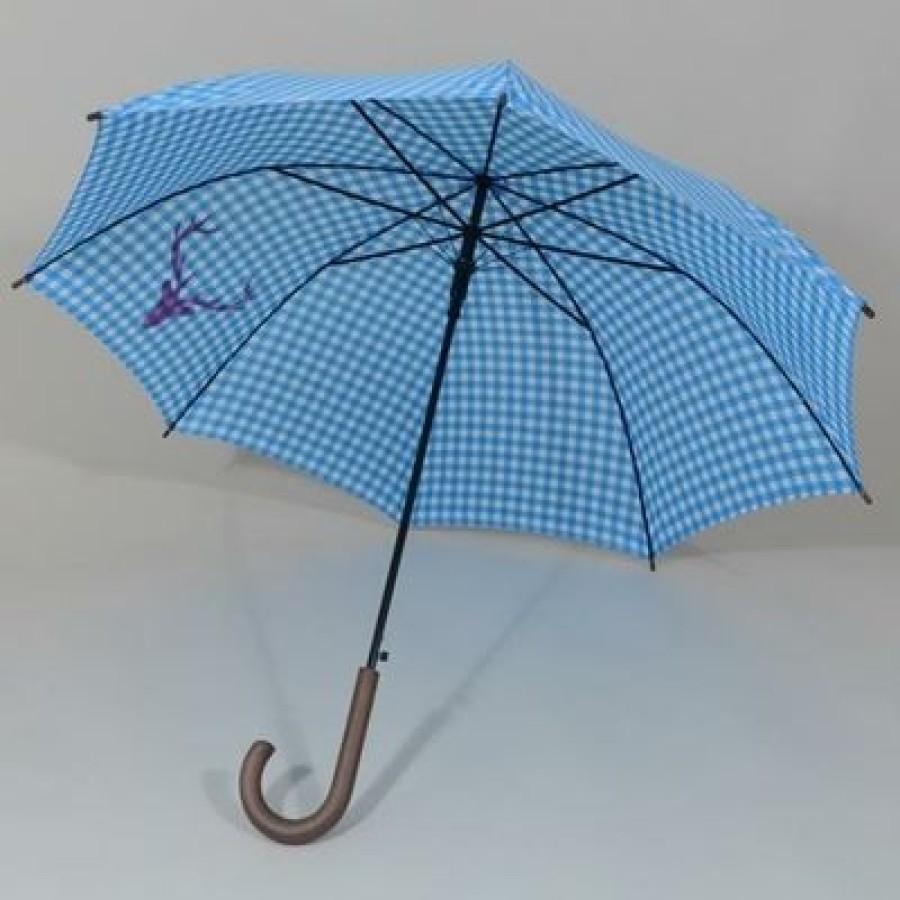 Parapluie Droit Doppler | Parapluie Imprime Vichy Bleu